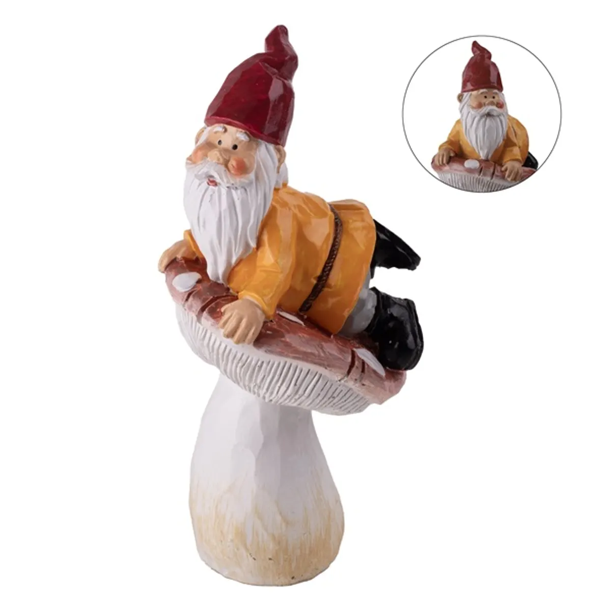 IRIS dekor műgyanta gomba+törpe narancs/piros 13,7cm #1