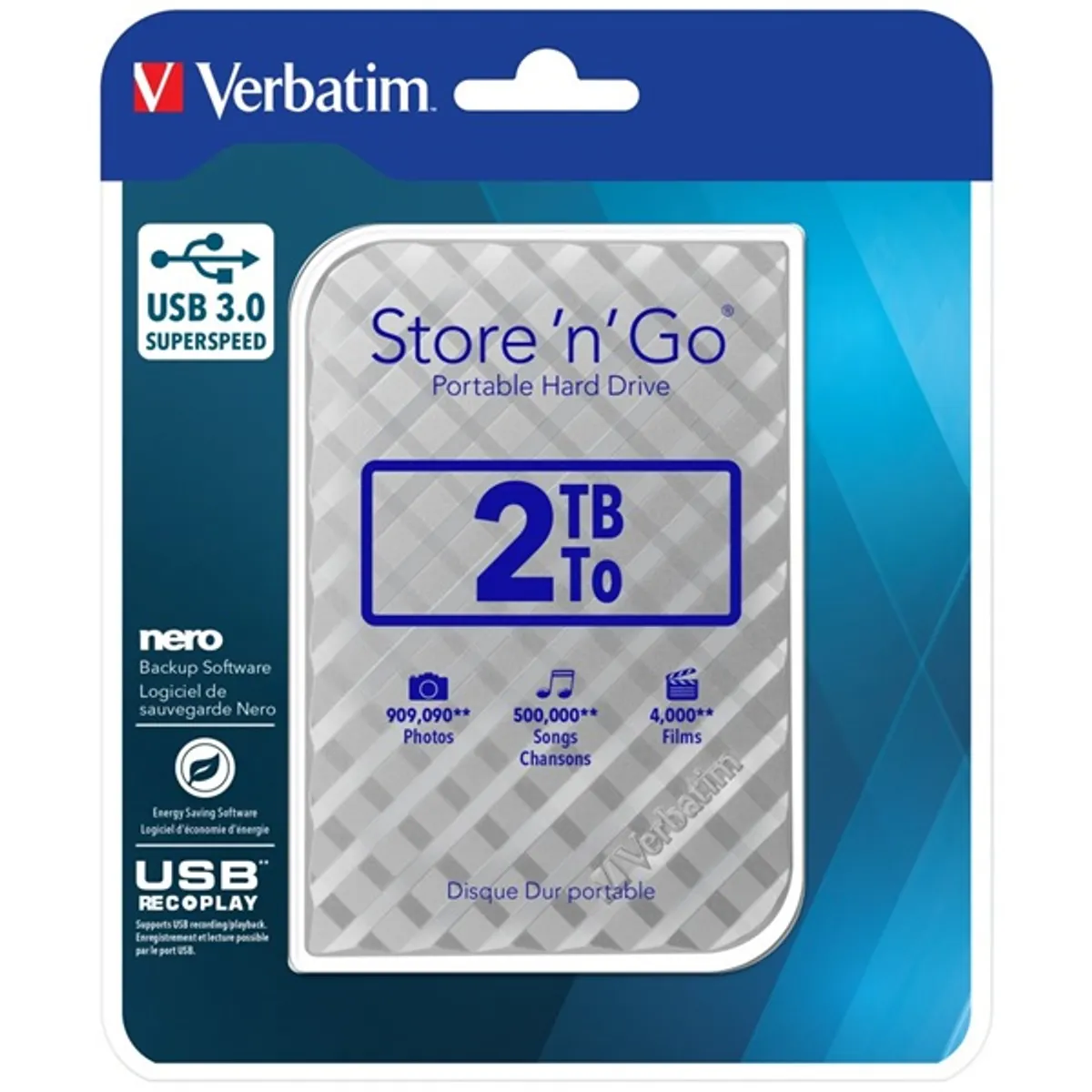 Verbatim 53198 Store `n` Go 2,5" 2TB USB 3.0 SuperSpeed ezüst külső winchester #3