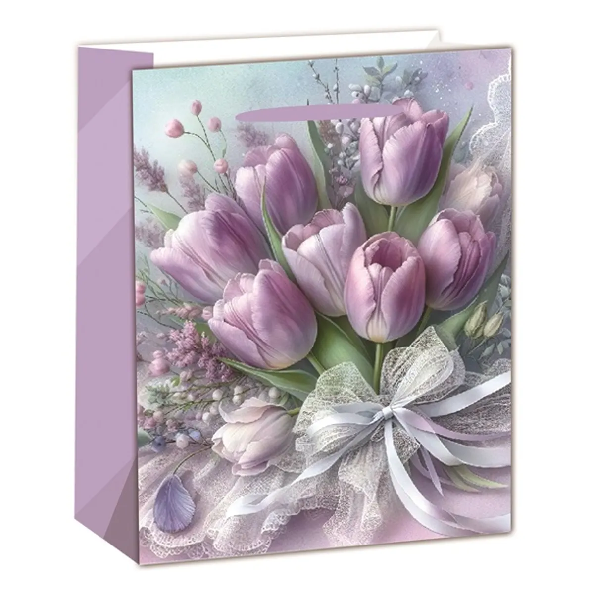 IRIS matt papírtasak tulipáncsokros lila 11 x 14cm #1