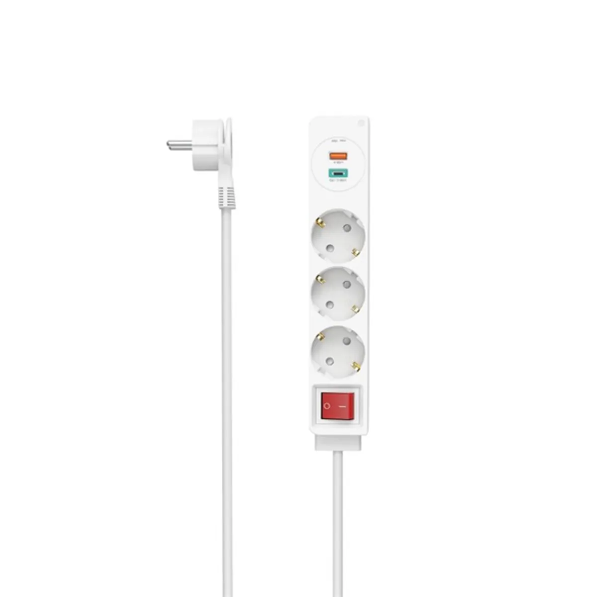Hama 223185 +USB C+USB A, 18 W, PD/QC 1,4 m fehér 3-as kapcsolós elosztó #1