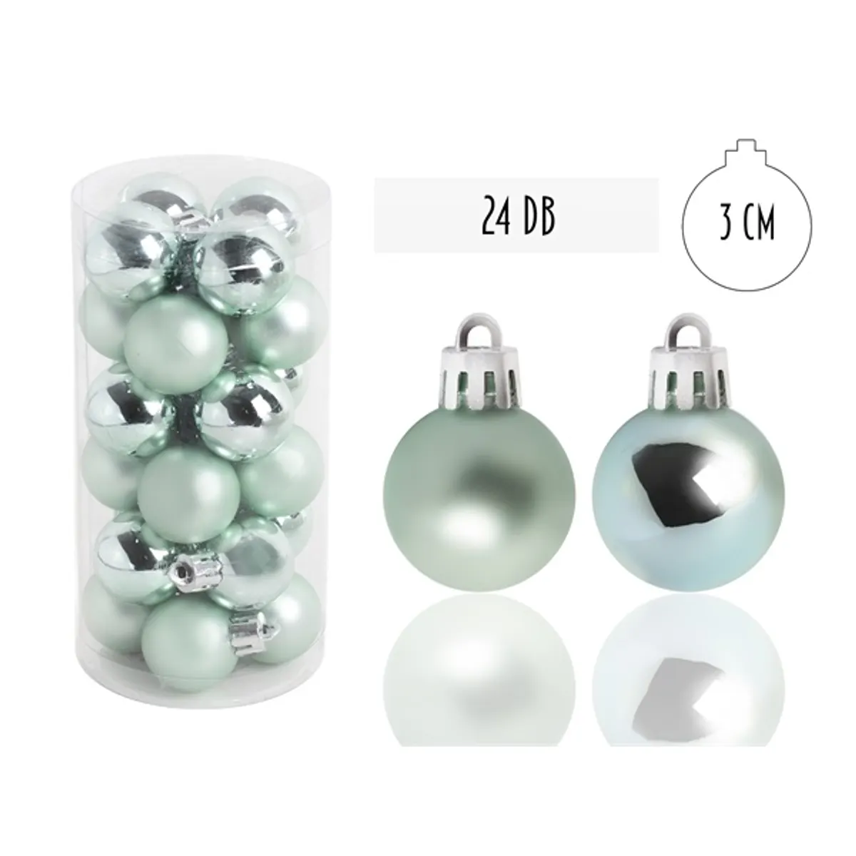 IRIS Karácsonyfa gömb türkiz, 24 db-os, 3cm #1