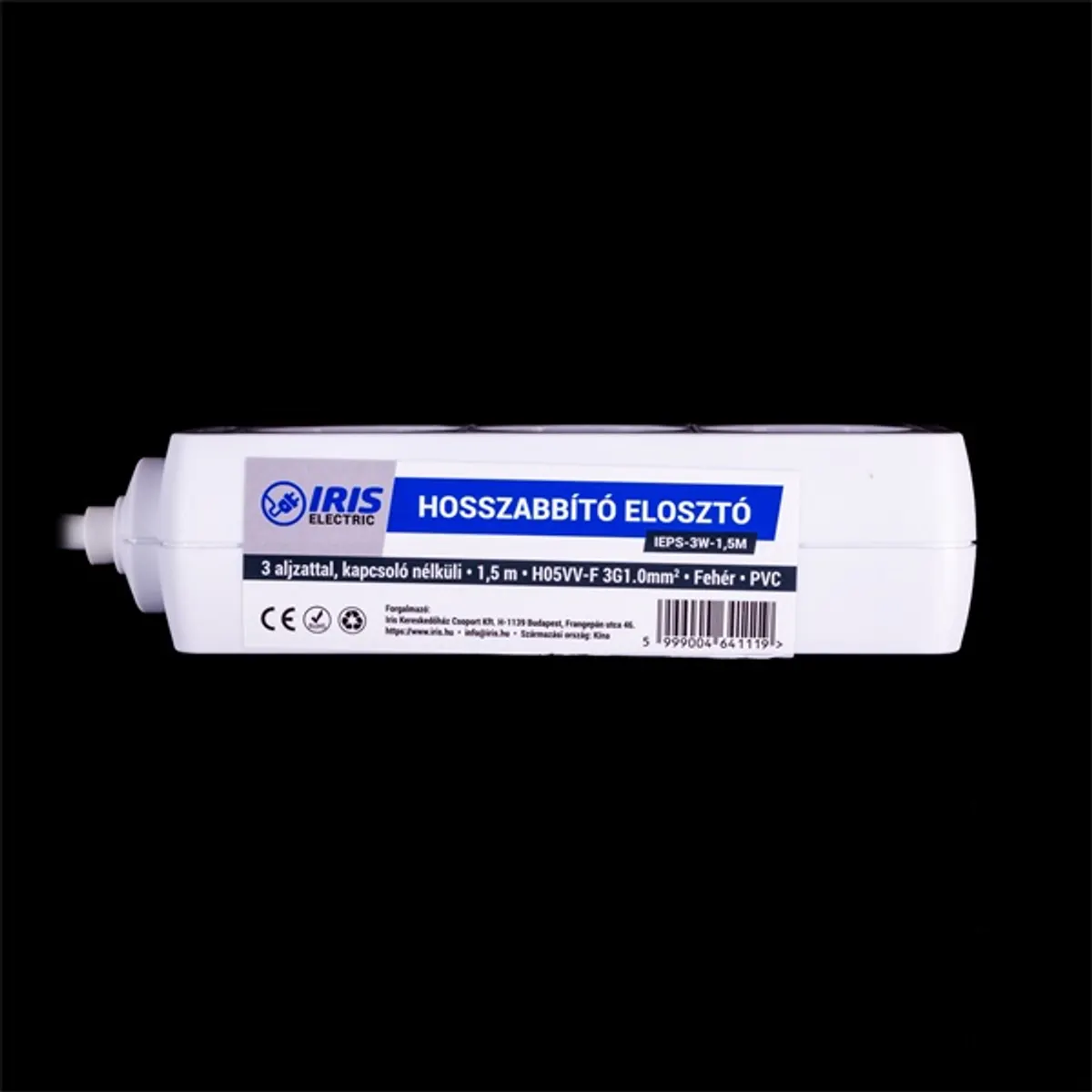 IRIS Electric IEPS-3W-1,5M Hosszabbító elosztó 3 aljzattal, 1,5m fehér #2