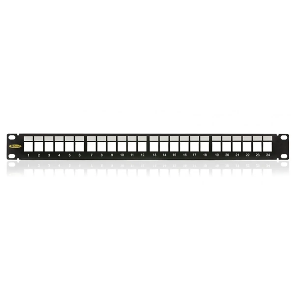 KE-Line Patch panel 1U, fekete, üres, 24 db keystone jack számára #2