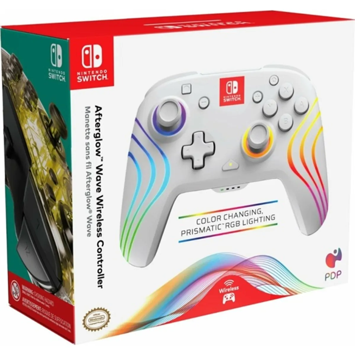 PDP 500-238-WH Afterglow Wave Nintendo Switch/Switch 2 vezeték nélküli RGB LED Lighting fehér kontroller #10
