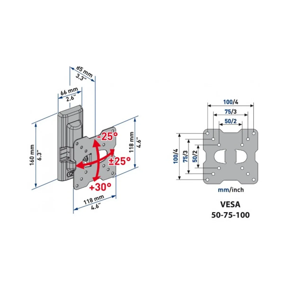 Meliconi FlatStyle FTR100 dönthető, forgatható VESA 100 TV fali konzol #2