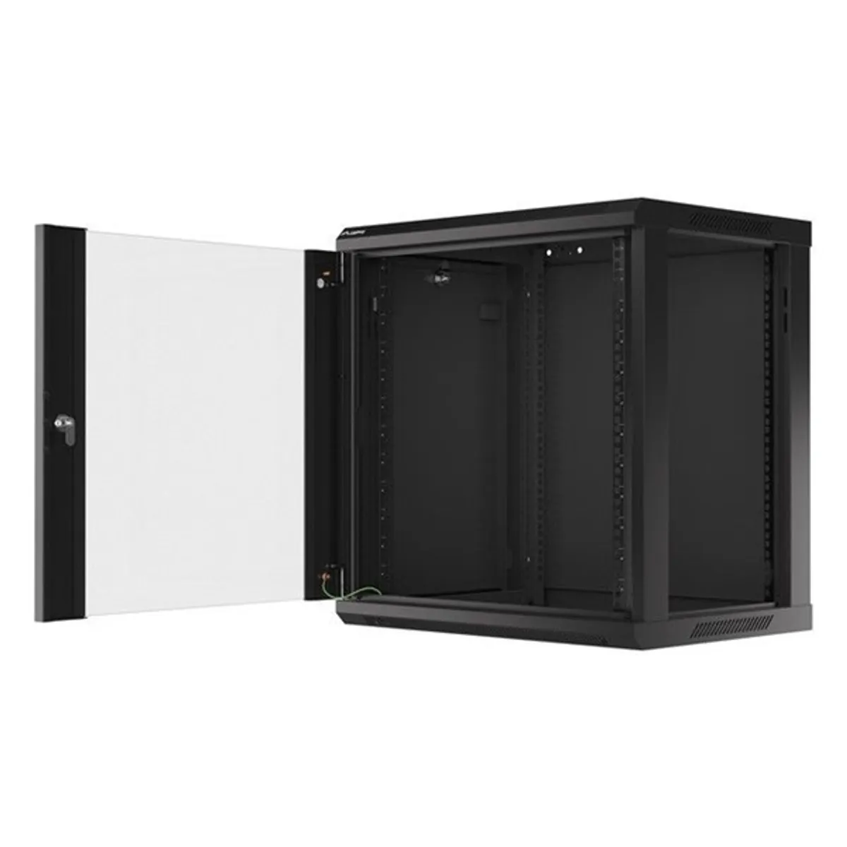 Lanberg WF01-6412-10B 19" 12U SZÉL:600mm MÉLY:450mm MAG:640mm lapraszerelt üvegajtós fekete fali rack szekrény #5
