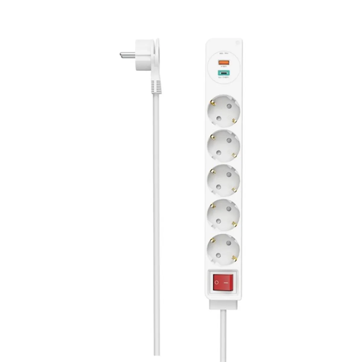 Hama 223186 +USB C+USB A, 18 W, PD/QC 1,4 m fehér 5-as kapcsolós elosztó #1