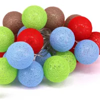 Iris Gömb alakú 6cm/színes fonott/4,5m/barna-piros-kék-zöld/30db LED-es/USB-s fényfüzér, fénydekoráció #2