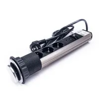 TOO PPS-306-3BR IP20, 3x 2P+F, 2x USB-A, szálcsiszolt asztalba süllyeszthető elosztó #3