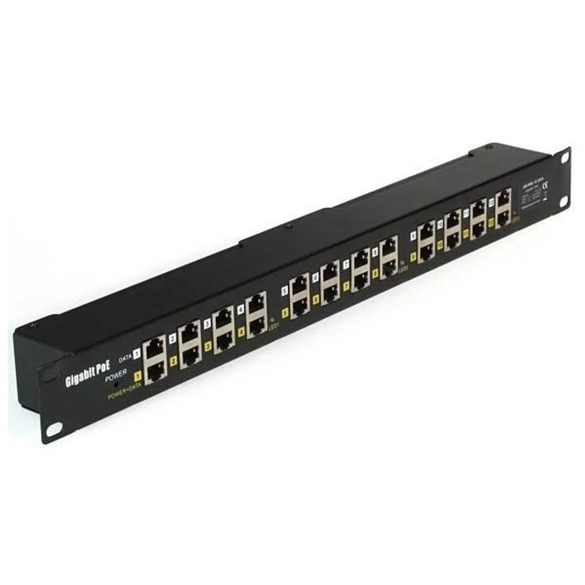 MaxLink 19" 1U 12 Port Gigabit 24V~57V DC PoE Injector #1