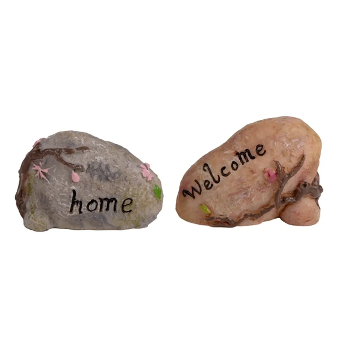 IRIS dekor műgyanta kövek 2db "home", "welcome" barna/szürke 4cm #1