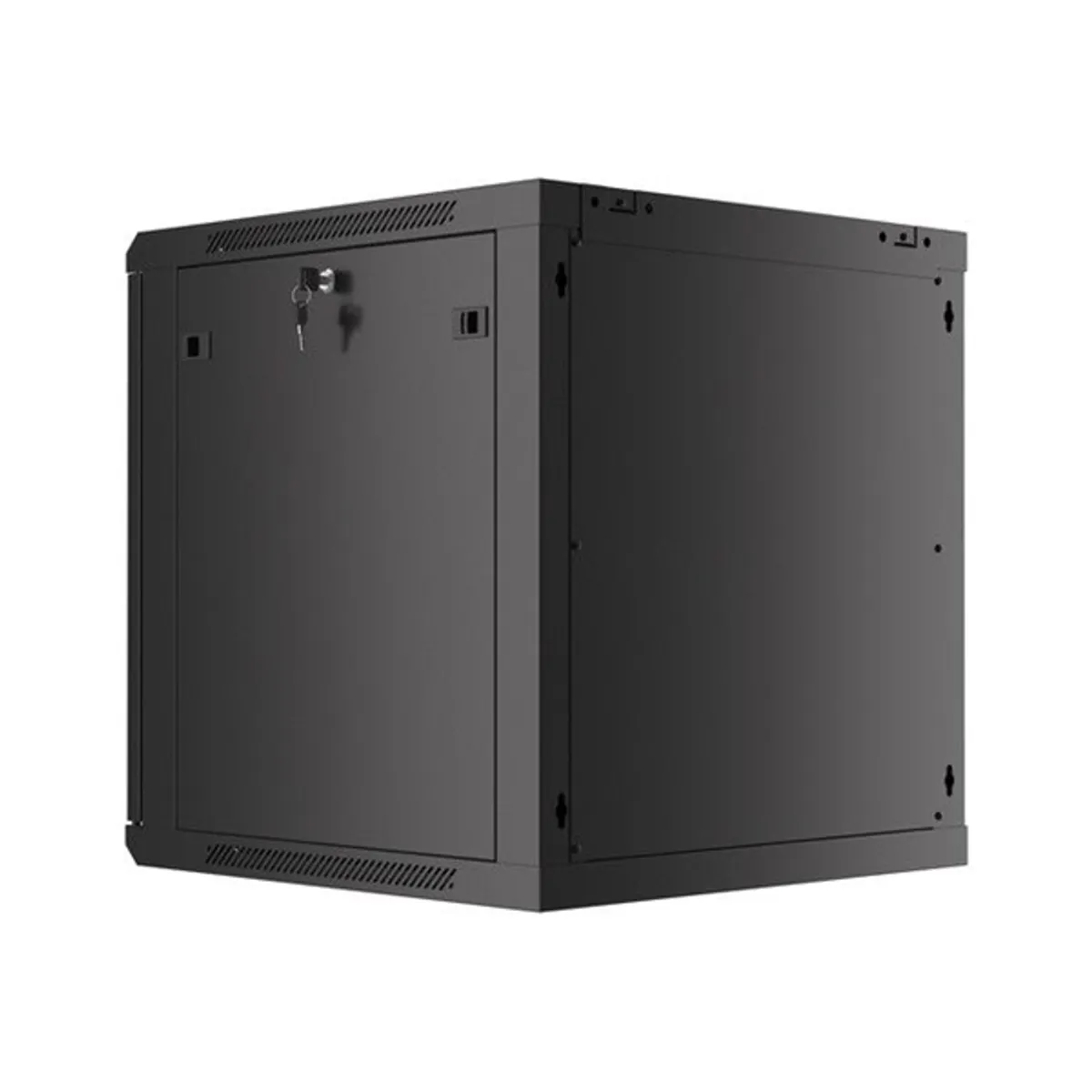 Lanberg WF01-6612-10B 19" 12U SZÉL:600mm MÉLY:600mm MAG:640mm lapraszerelt üvegajtós fekete fali rack szekrény #9