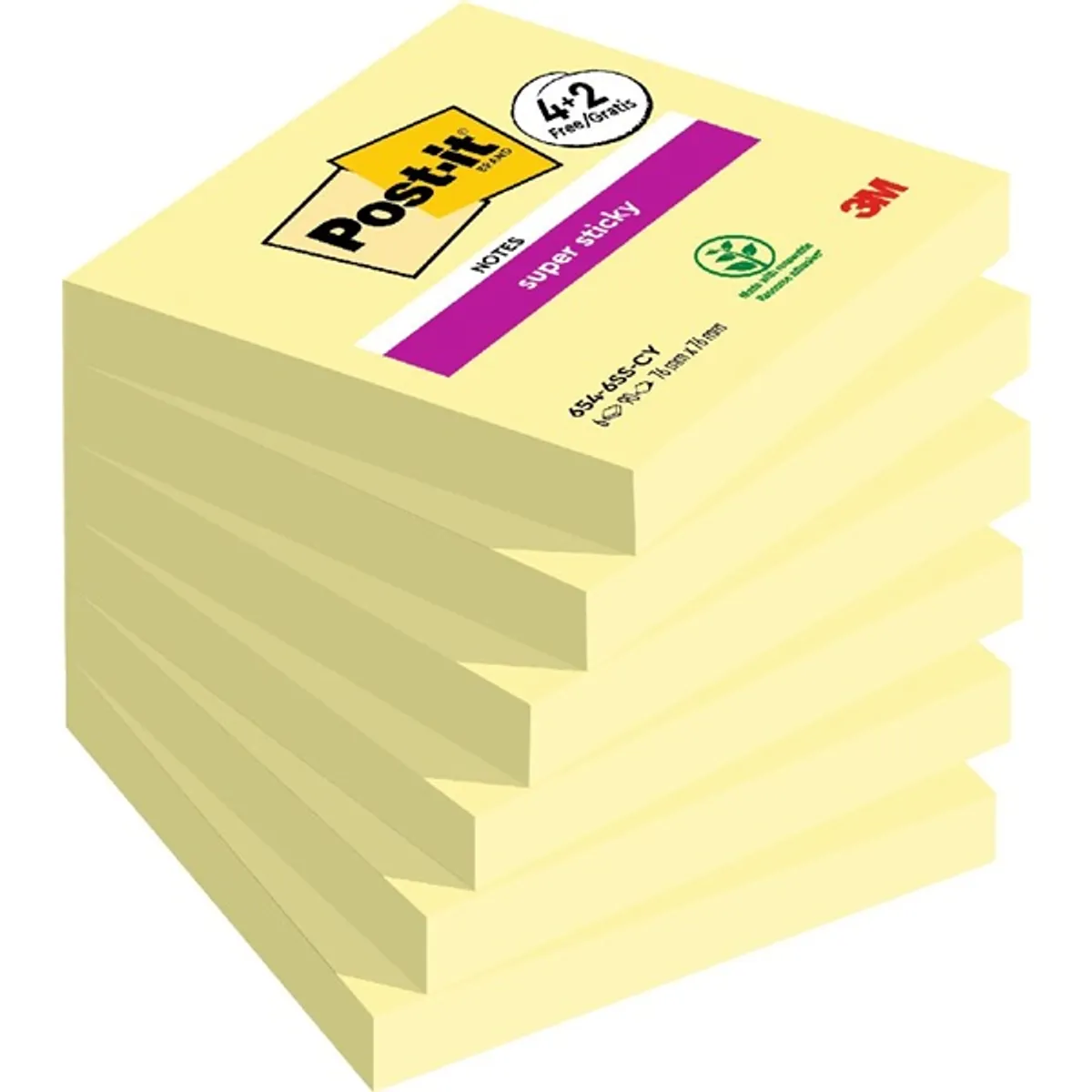 Post-it Super Sticky kanári sárga 76x76mm 90lapos 4+2db jegyzettömb #1