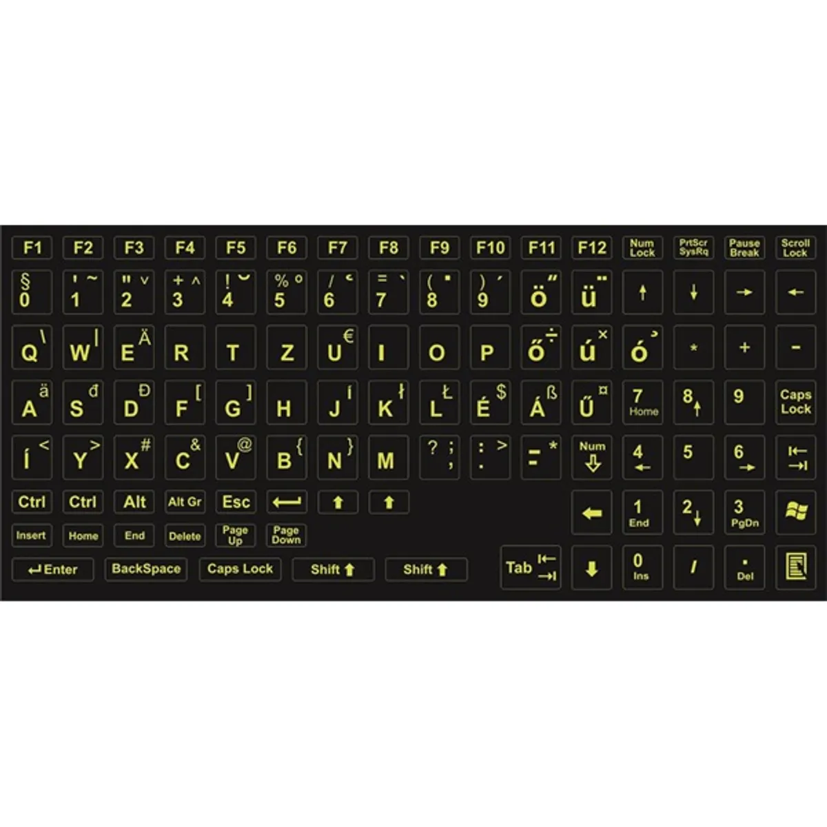 PRC zöld betű fekete alapon magyar billentyűzet matrica #1