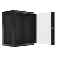 Lanberg WF01-6415-10B 19" 15U SZÉL:600mm MÉLY:450mm MAG:774mm lapraszerelt üvegajtós fekete fali rack szekrény #4