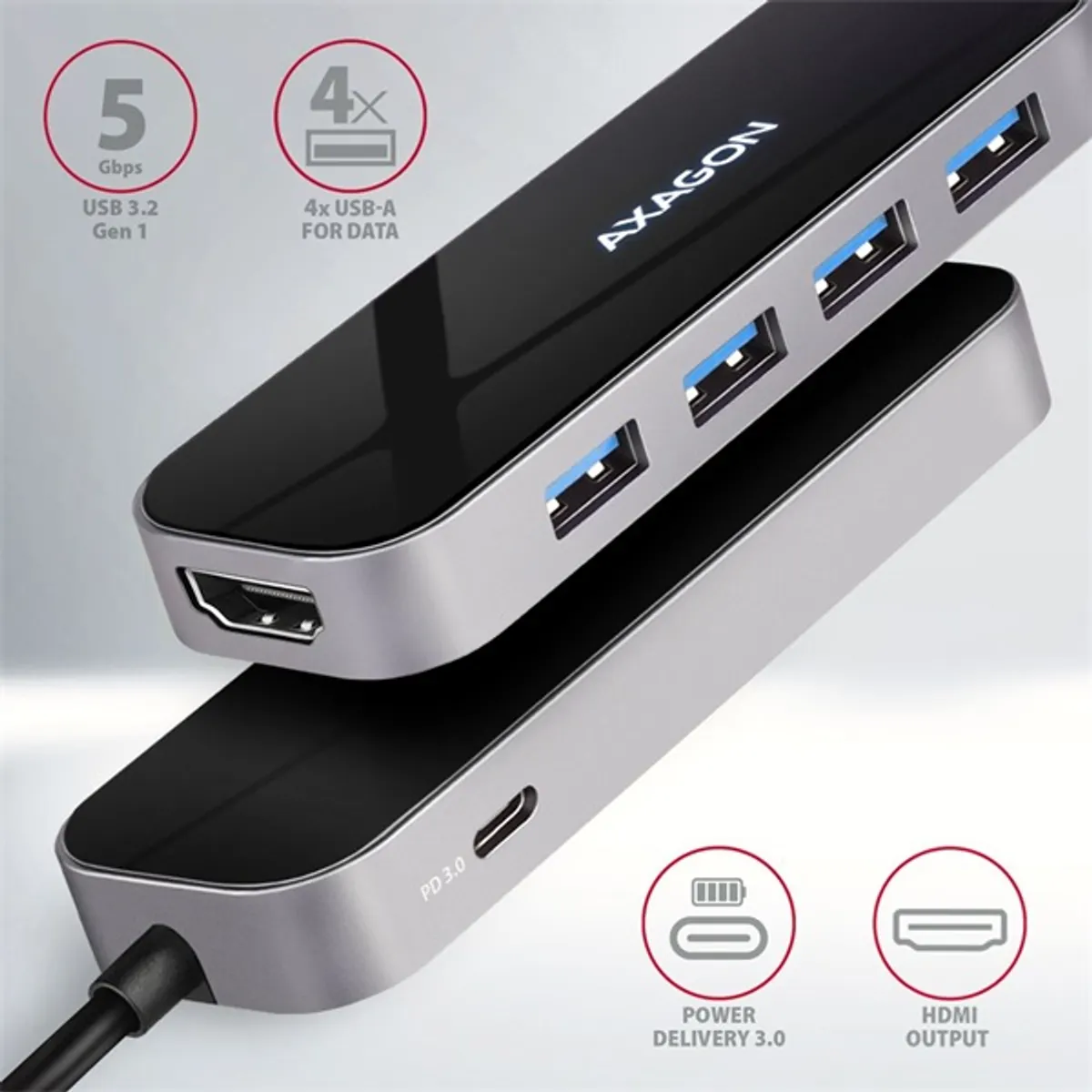 Axagon HMC-6H4A SuperSpeed USB-C COMBO 6in1 hub #2