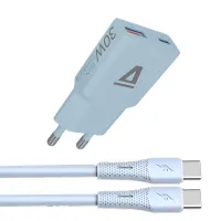 AVAX CH6415 30W GaN töltő és 60W USB-C szilikon kábel csomag, világoskék