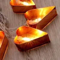 Szív alakú fém/2m/meleg fehér/10db LED-es/3xAA elemes fényfüzér, fénydekoráció #4