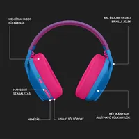 Logitech G435 Lightspeed Wireless kék gamer headset #9