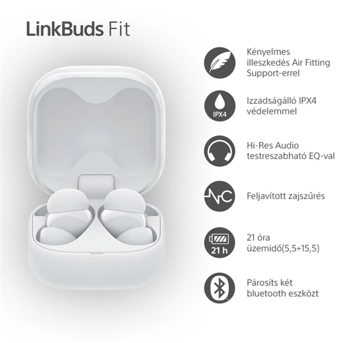 Sony WF-LS910N Linkbuds Fit zajszürős True Wireless Bluetooth fehér fülhallgató #6