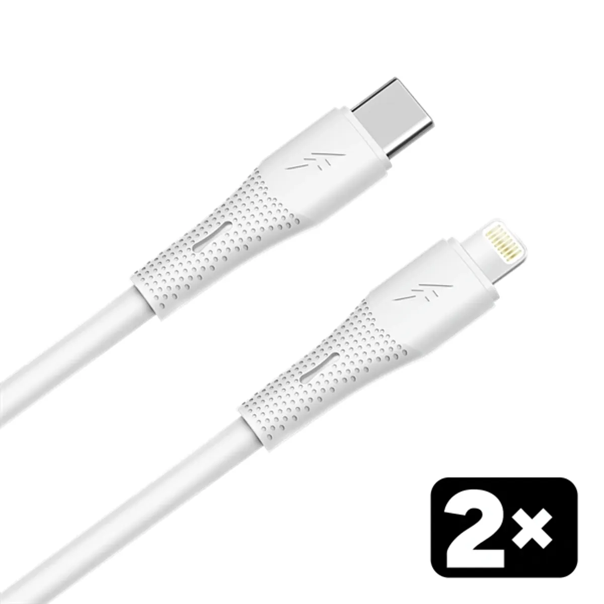 AVAX CB4304 2x 27W USB-C – Lightning szilikon töltőkábel csomag, 1.5 m, fehér #1