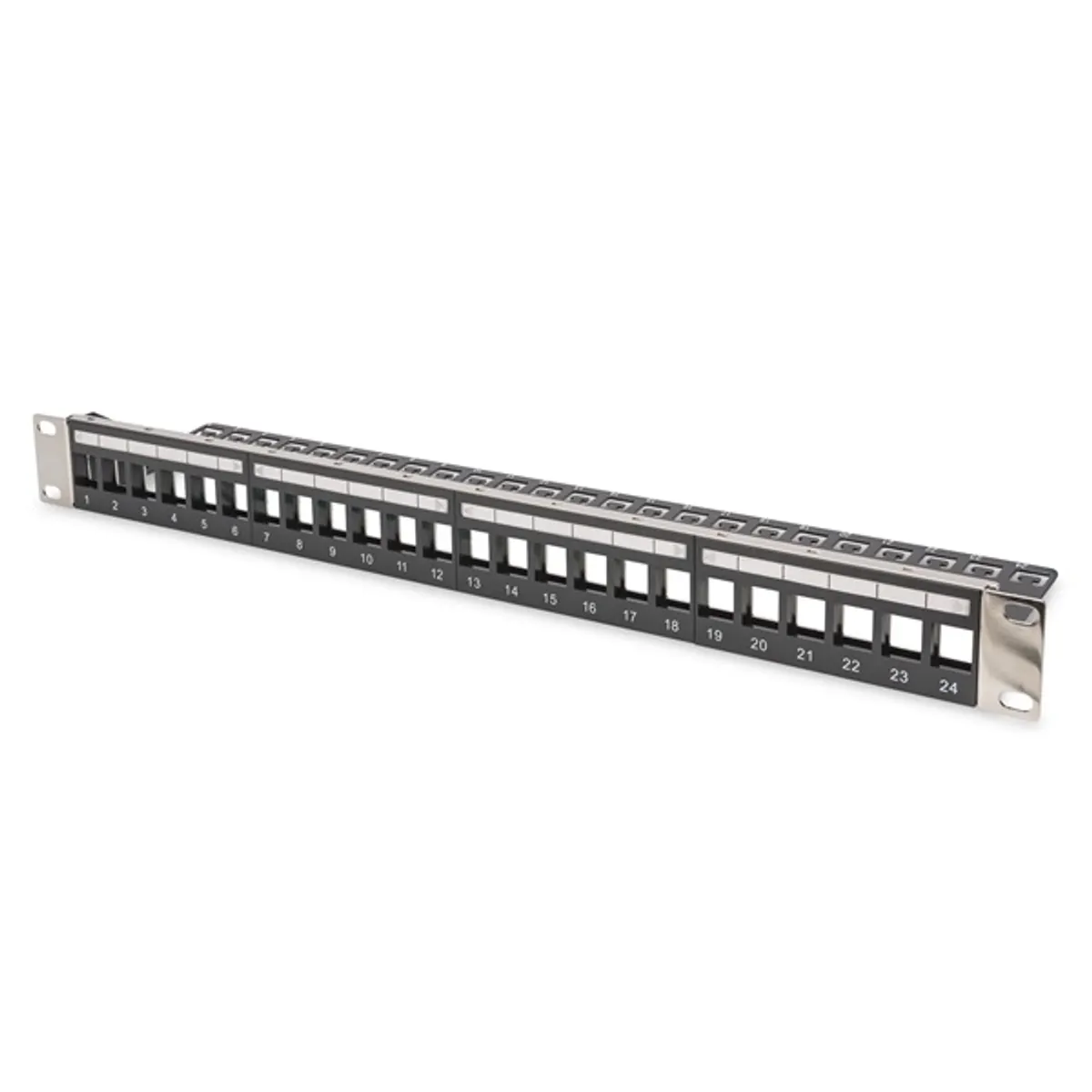 DIGITUS DN-91411-LF 19" 1U 24port moduláris fekete árnyékolt üres Patch Panel #1