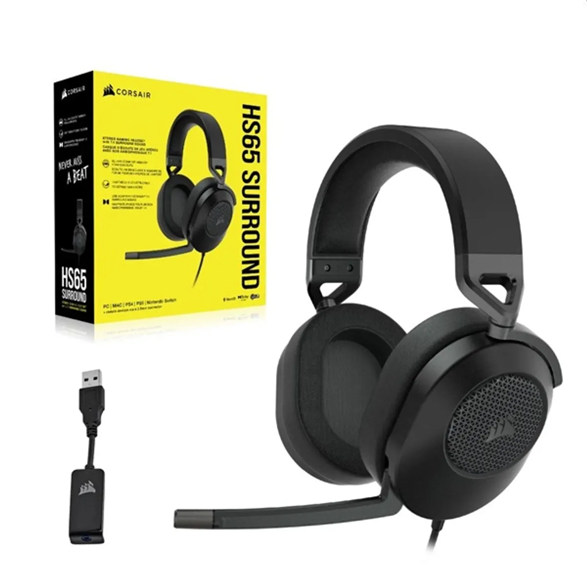 Corsair HS65 Surround fekete gamer headset #5