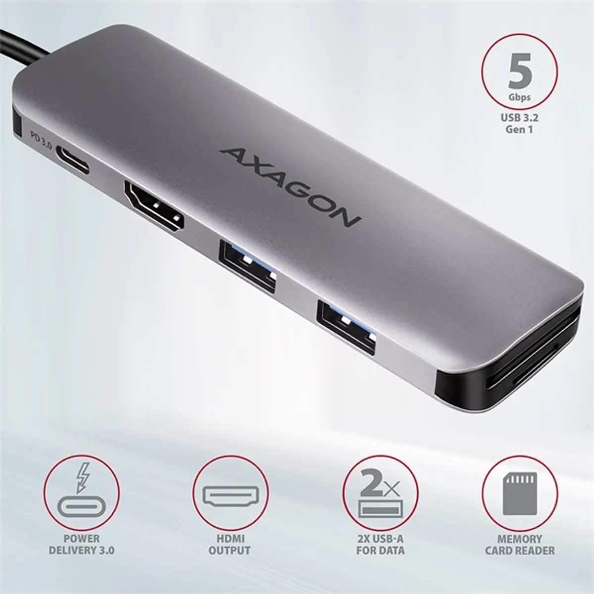 Axagon HMC-5 SuperSpeed USB-C COMBO 5in1 HUB #2