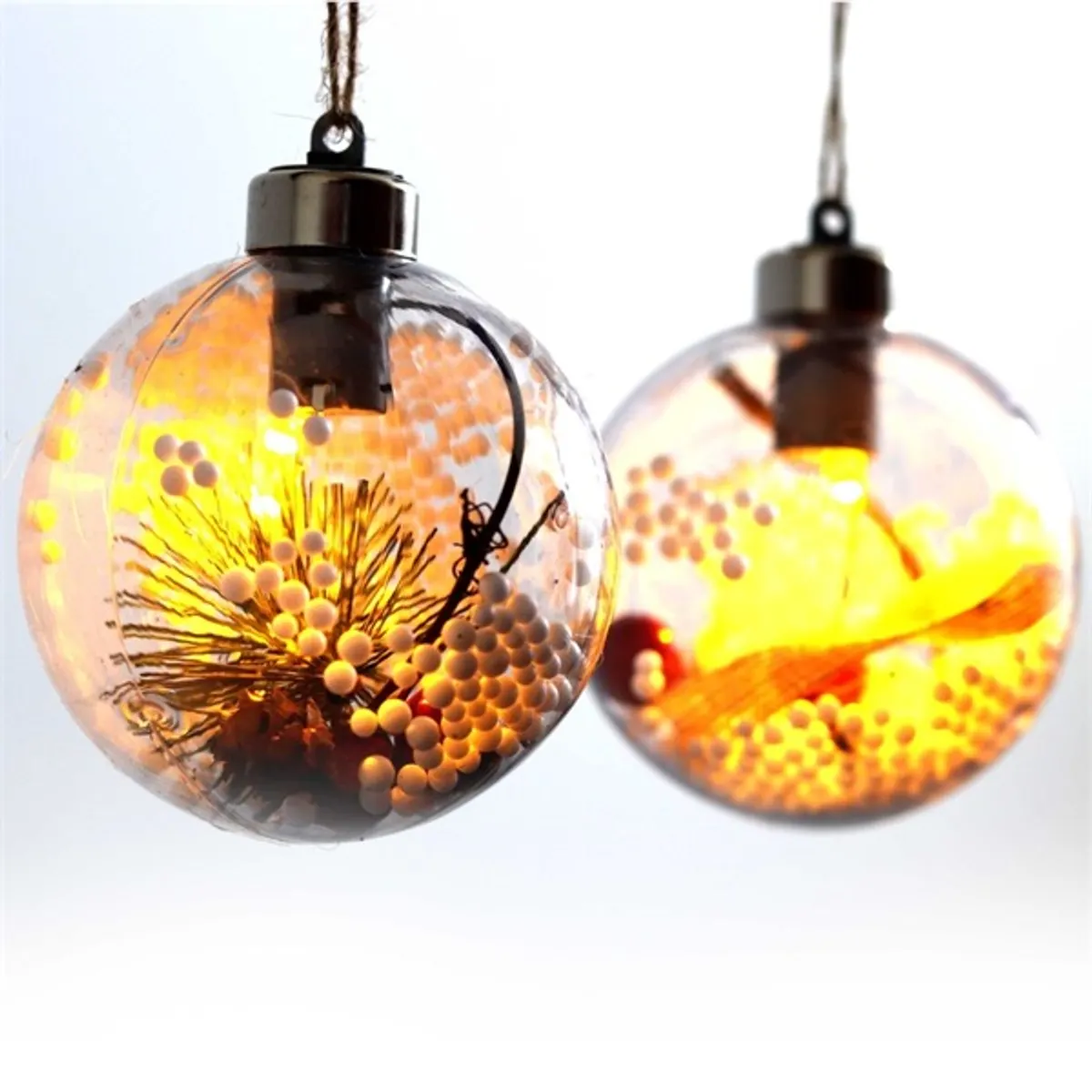 Iris Gömb alakú /E/ 8cm meleg fehér műanyag-akril LED-es fénydekoráció #2