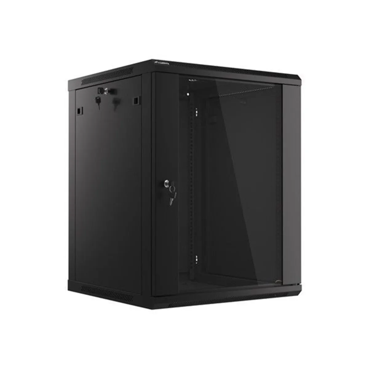 Lanberg WF01-6615-10B 19" 15U SZÉL:600mm MÉLY:600mm MAG:774mm lapraszerelt üvegajtós fekete fali rack szekrény #2