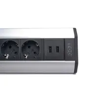 TOO VPS-317-4S IP20, 4x 2P+F, 2x USB-A, ezüst asztalra rögzíthető elosztó #5