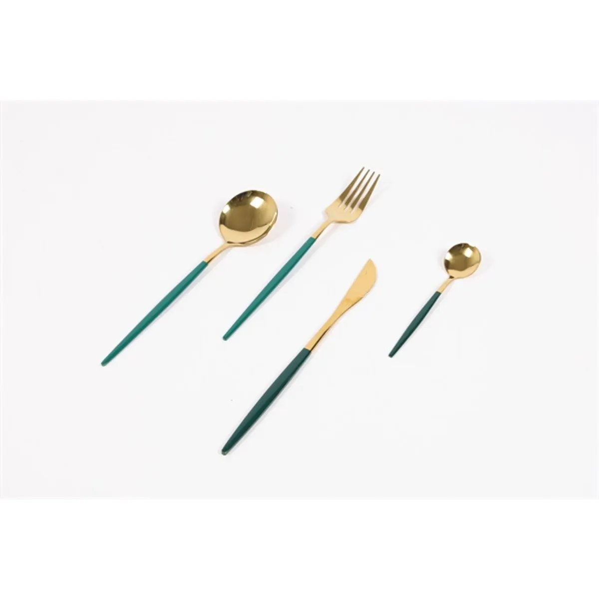 IRIS KT-233-G 24 darabos zöld-arany konyhai evőeszköz készlet #1