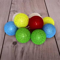 Iris Gömb alakú 6cm/színes fonott/1,5m/több színű/10db LED-es/USB-s fényfüzér, fénydekoráció #2