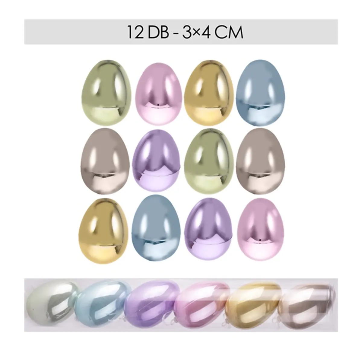 IRIS dekor tojás 12db gyöngyház 6 féle szín 3x4/cs #1