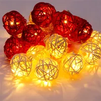 Iris Gömb alakú fonott/rattan/4m/fehér + piros/20db LED-es/3xAA elemes fényfüzér, fénydekoráció #4