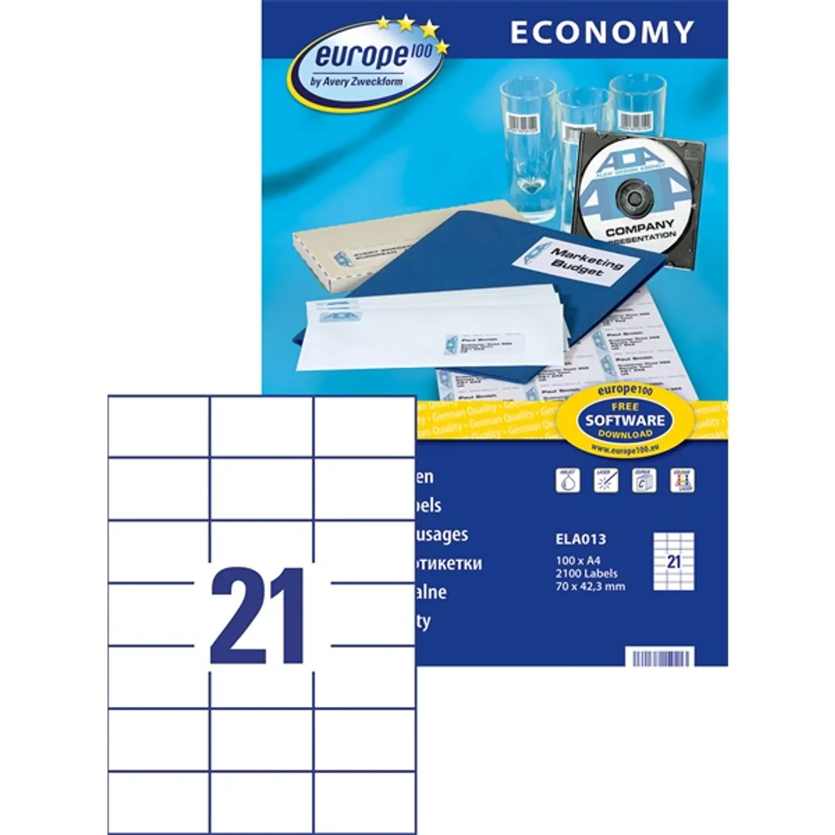 Avery Europe100 ELA013 70x42,3mm 2100db-os etikett #2