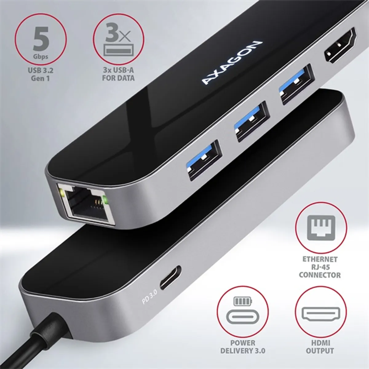 Axagon HMC-6GL SUPERSPEED USB-C COMBO 6IN1 HUB #2