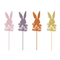 IRIS dekor fém beszúró nyuszi+virág 4 szortiment 9/35cm