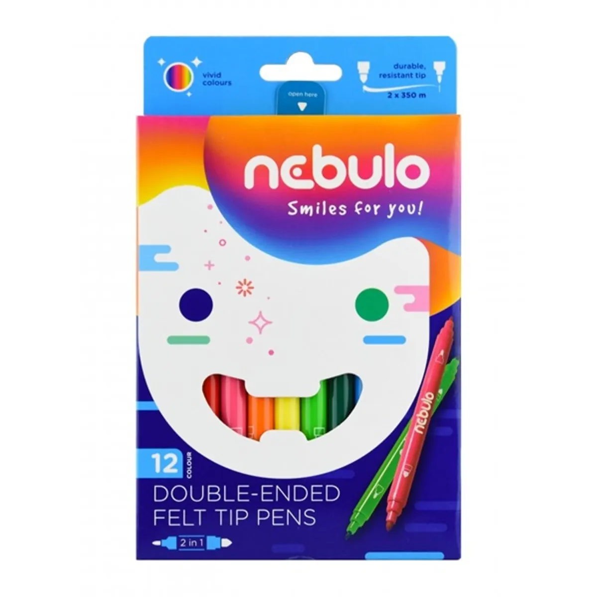 Nebulo kétvégű 12db-os vegyes színű filctoll készlet #1