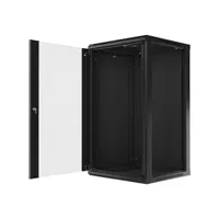 Lanberg WF01-6622-10B 19" 22U SZÉL:600mm MÉLY:600mm MAG:1085mm lapraszerelt üvegajtós fekete fali rack szekrény #5