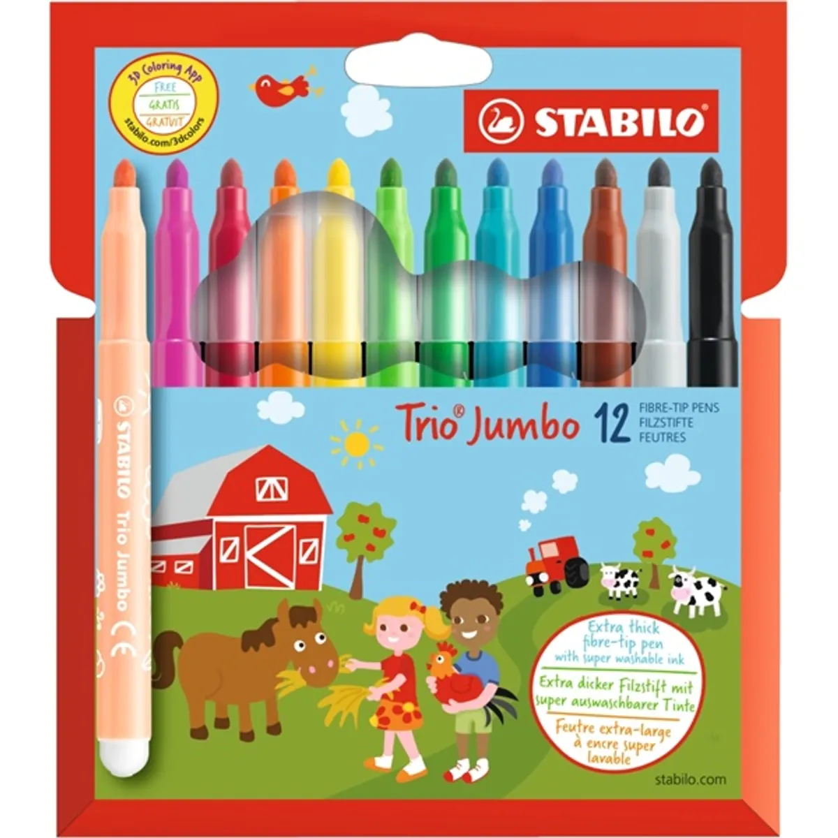 Stabilo Trio Jumbo 12db-os vegyes színű filctoll készlet #1