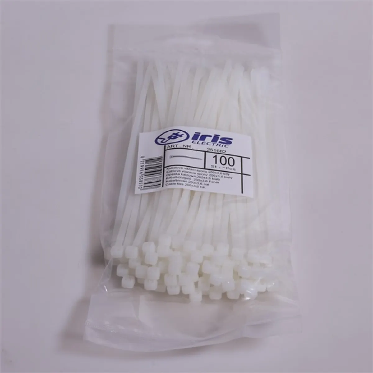 Iris Electric 100 db natúr 300x3,6mm kábelkötegelő, gyorskötöző, kötegelő #3