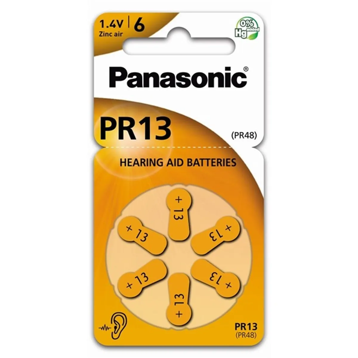 Panasonic PR-13(48)/6LB PR13 cink-levegő hallókészülék elem 6 db/csomag #1