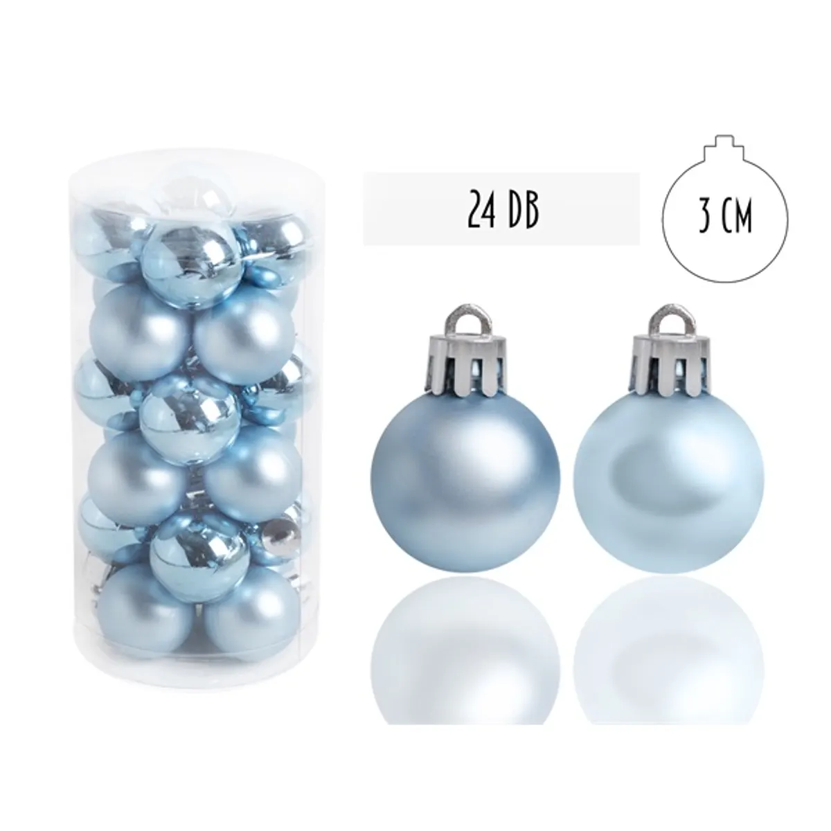 IRIS Karácsonyfa gömb azúrkék, 24 db-os, 3cm #1