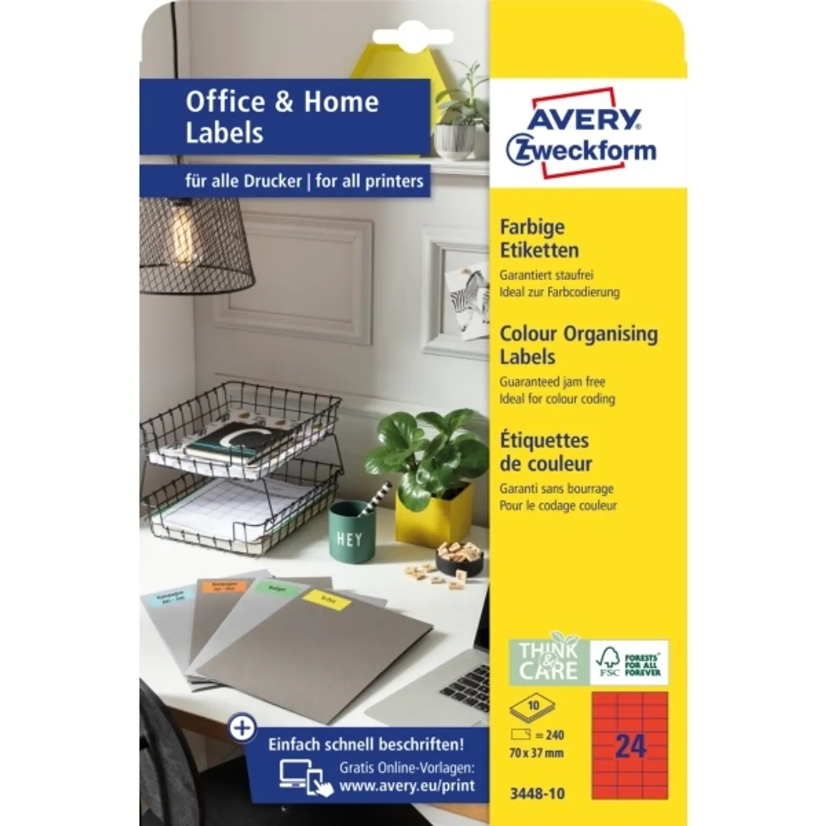 Avery 3448-10 70x37mm 240db-os piros univerzális etikett #1