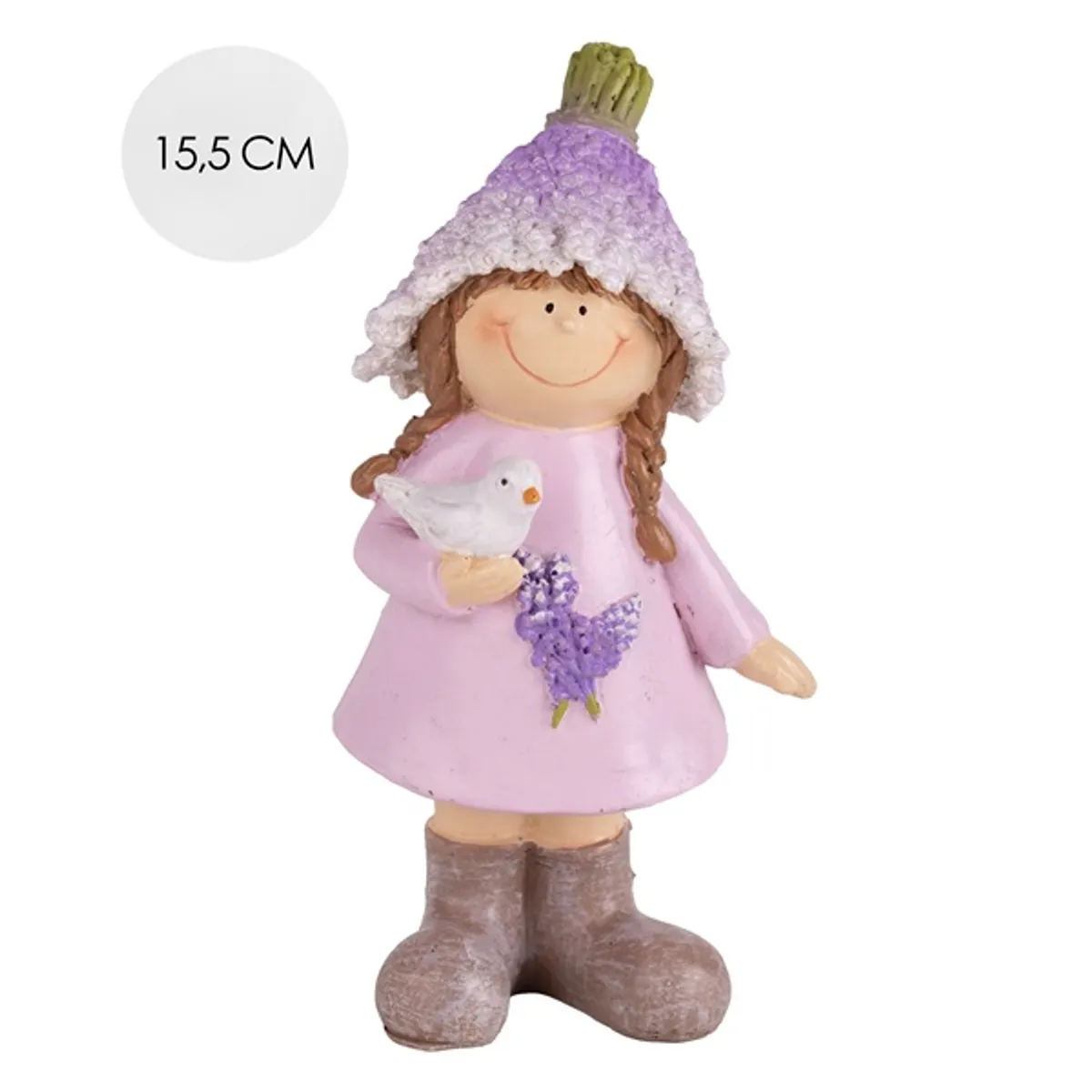 IRIS dekor műgyanta levendula lány+madár 15,5cm #1