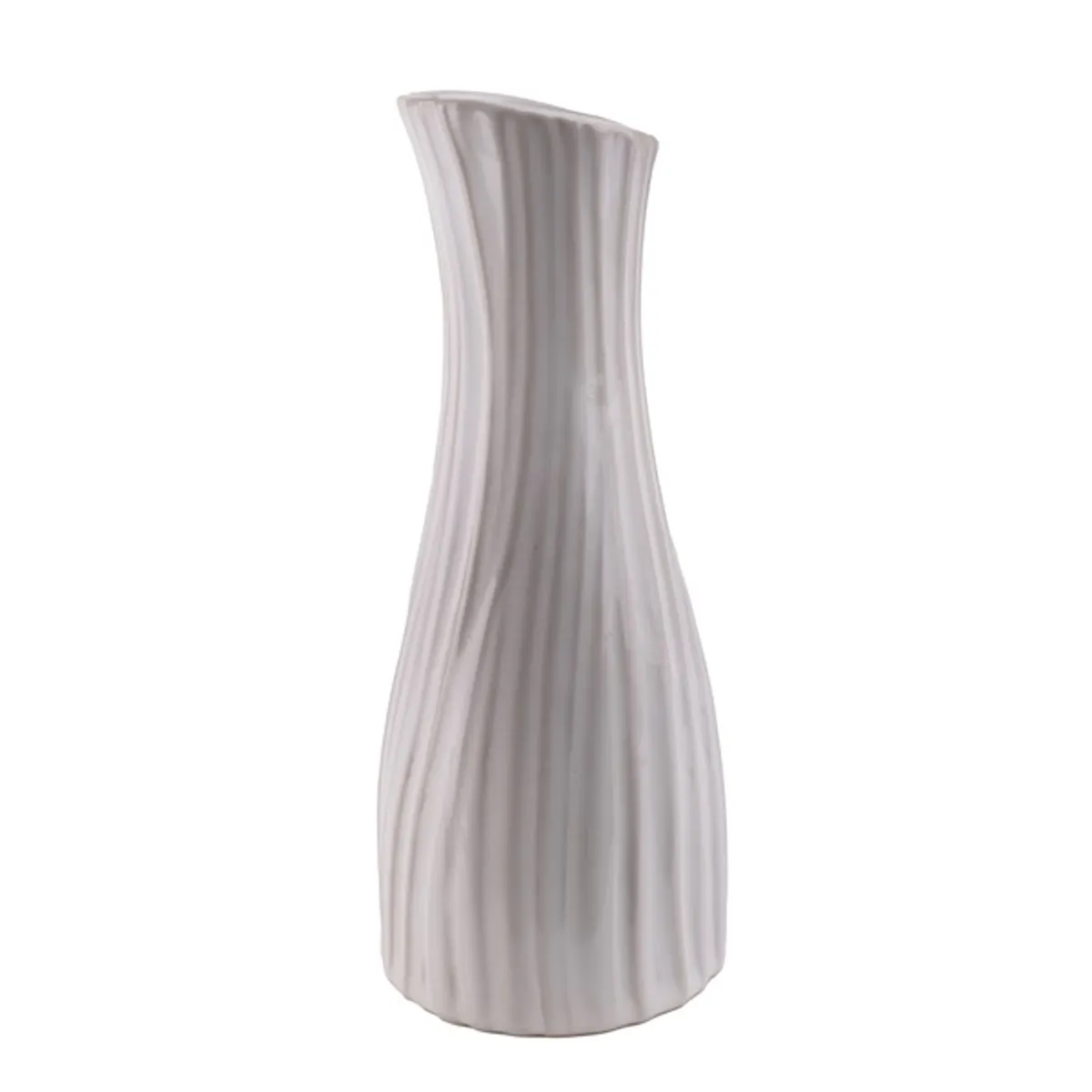 IRIS dekor kerámia váza bordás fehér 8x20cm #1