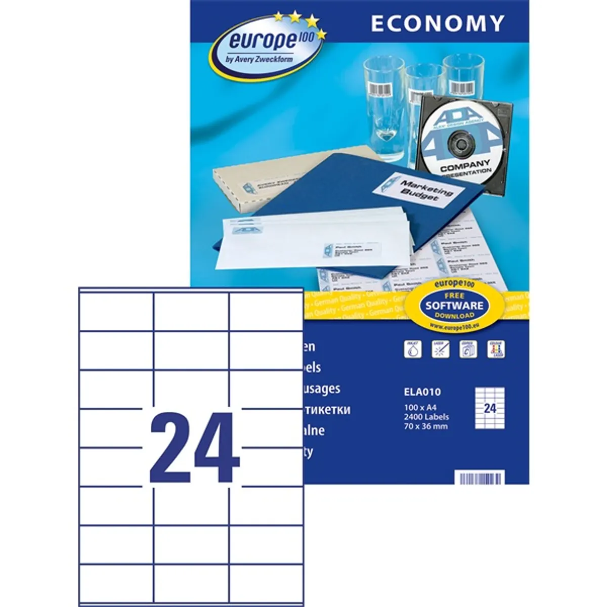 Avery Europe100 ELA010 70x36mm 2400db-os etikett #2