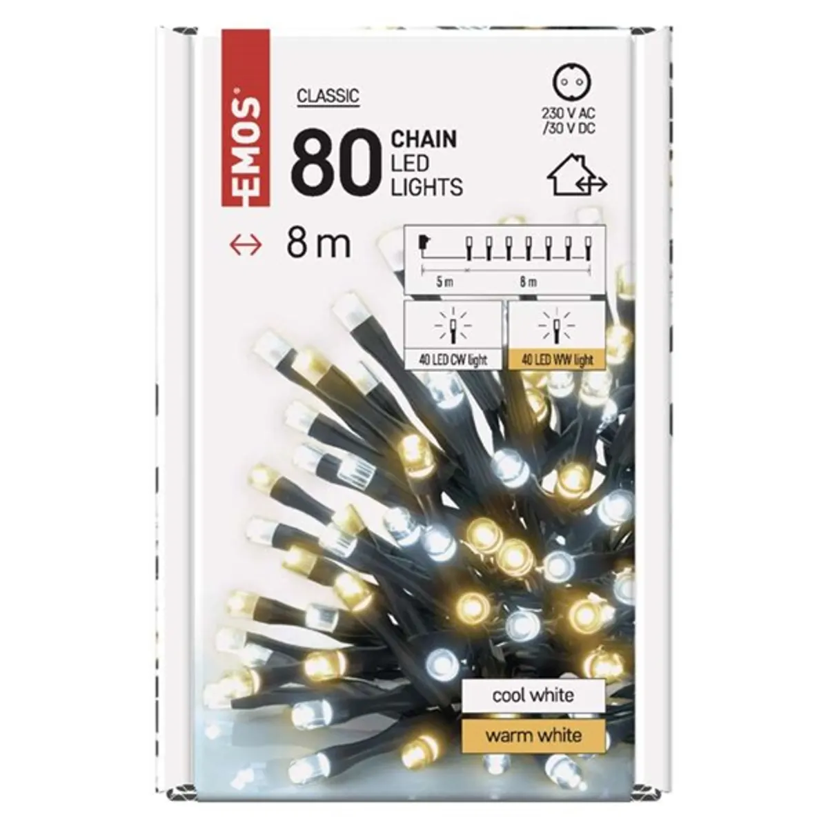 Emos D4AN04 8m/80LED/kül-beltéri/időzítős/meleg/hideg fehér karácsonyi LED fényfüzér #5