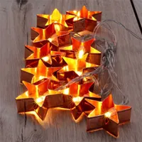 Iris Csillag alakú fém 2m/meleg fehér/10db LED-es/3xAA elemes fényfüzér, fénydekoráció #4